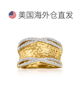 自营 925 纯银 18 克拉黄金 Ross-Simons 钻石锤钻戒指 - 白色 美