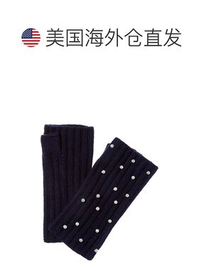 自营sofiacashmere 2X2 Rib Fingerless Cashmere Glove - navy