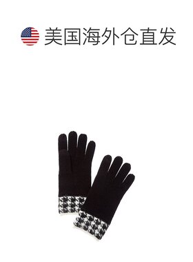 自营Bruno Magli Leopard Jacquard Cuff Cashmere Gloves - bla