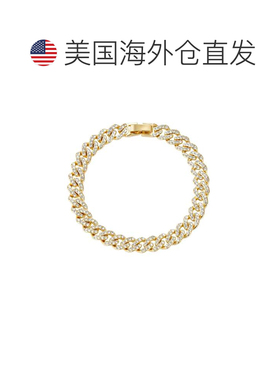 自营adorniaGold Plated 8mm Crystal Curb Chain Bracelet - gol