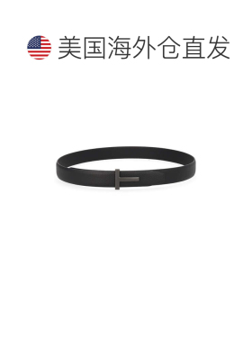 自营tom ford富于质感的黑色小牛皮T扣腰带-黑色 美国奥莱直发