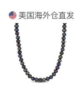 自营Mimi & Max 8-8.5 毫米圆形黑色淡水养殖男士珍珠项链配大号
