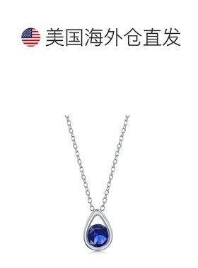 自营 simona纯银梨形项链配圆形“九月诞生石” - 蓝宝石 - 蓝色