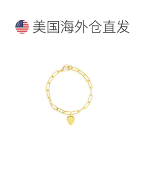 自营Adornia Paperclip Chain Bracelet with Heart gold yellow