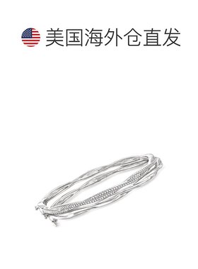 自营 Ross-Simons 钻石首饰套装：2 件纯银扭纹手镯 - 8 英寸 美
