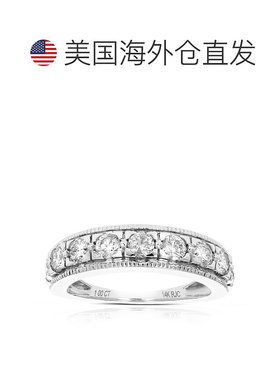 自营 vir jewels1/2 克拉女式钻石结婚戒指，14K 白金爪镶锯状滚