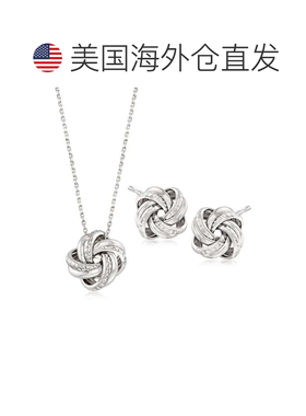 自营Ross-Simons 意大利纯银首饰套装：Love Knot 项链和耳环 - 2