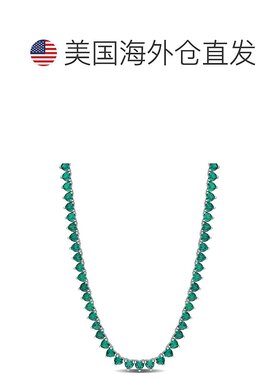 自营 925 纯银 Mimi & Max 24 CT TGW 心形翡翠网球项链 - 绿色