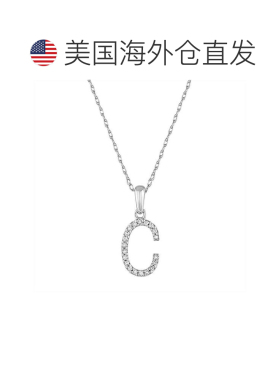 自营 sabrina14k 白金和钻石初始项链 - 白色 c 美国奥莱直发吊坠