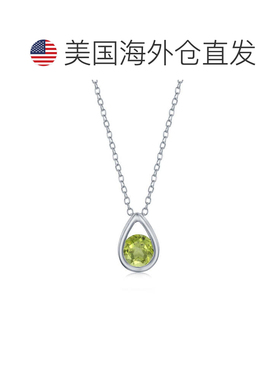 自营 simona纯银梨形项链配圆形“八月诞生石”宝石-橄榄石-绿色