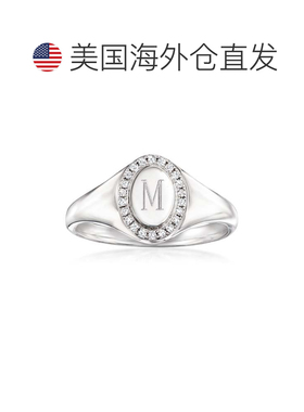 自营 RS Pure by Ross-Simons 925 纯银钻石个性化椭圆形图章戒指