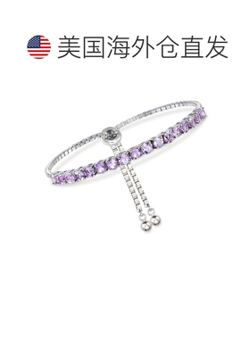 自营925 纯银 Ross-Simons 紫水晶 Bolo 手链 - 紫色 美国奥莱直