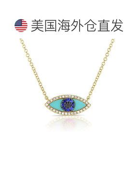 自营sabrina14k 金 & 钻石绿松石邪恶之眼项链 - 黄色 美国奥莱直