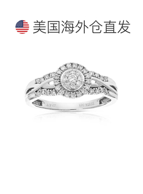 自营vir jewels1/4 克拉圆形切割实验室培育钻石爪镶女士订婚戒指