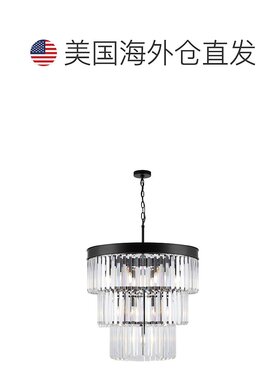 safaviehCoulette 三层水晶吊灯 - 黑色 【美国奥莱】直发