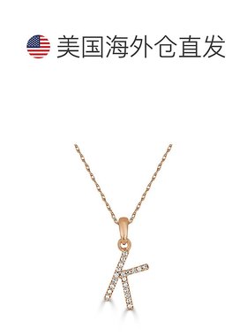 自营 sabrina14k 玫瑰金和钻石初始项链 - 玫瑰 k 美国奥莱直发