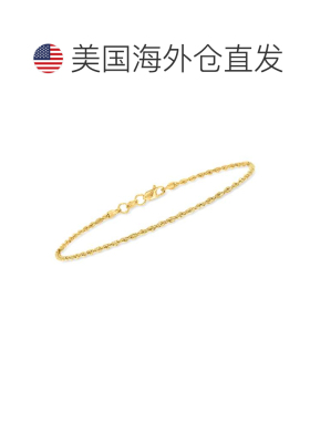 自营Ross-Simons 1.5 毫米 14 节黄金扭绳链手链 - 7 英寸 美国奥