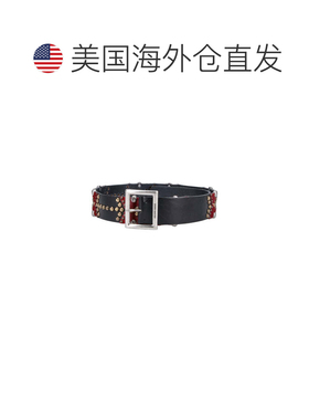 自营golden gooseSierra可调节黑色小牛皮和马毛腰带-黑 美国奥