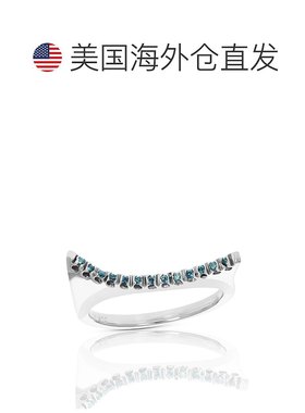 自营 vir jewels 1/12 cttw 蓝色钻石结婚戒指 10K 白金圆形新娘