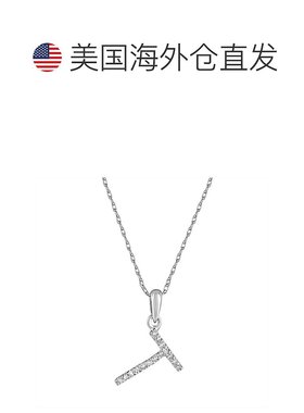 自营 sabrina14k 白金和钻石初始项链 - 白色 t 美国奥莱直发