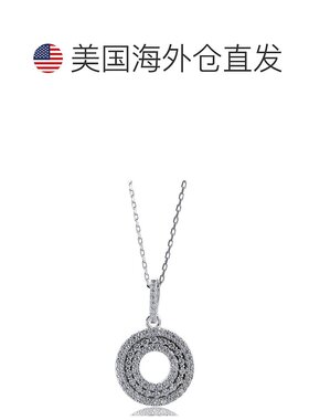 自营 Suzy Levian 纯银立方氧化锆白色 3 排圆形吊坠 - 白色 美国