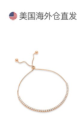 自营 savvy cie jewelsSs 925 镀玫瑰白色 Cz 拉手手链 - 粉红色