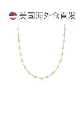 自营Ross-Simons 包边镶 CZ 站项链 18kt 金 - 18 英寸 美国奥莱