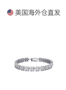 自营 GENEVIVE 纯银立方氧化锆簇状网球手链 - 银白色 美国奥莱直