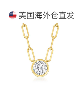 自营14kt 黄金 Ross-Simons 包边镶钻石单石回形针链环项链 - 20
