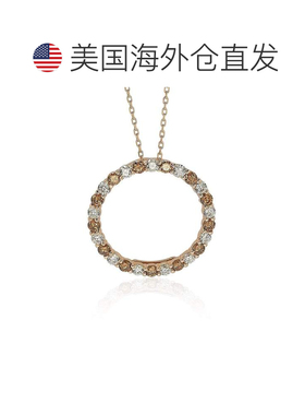 自营Suzy Levian Rose 纯银棕色和白色立方氧化锆交替圆形永恒吊