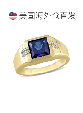 自营 10k 金 Mimi & Max 3 克拉 TGW 方形人造蓝宝石和钻石点缀男