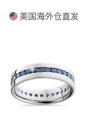 自营pompeii31 1/5 克拉蓝色钻石槽镶永恒戒指 14K 白金 - 14k 白