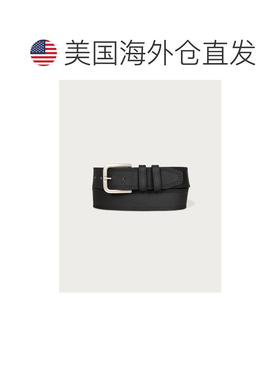 自营lucky brandLucky品牌三针针脚皮革腰带-黑色 美国奥莱直发