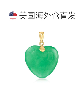 自营Ross-Simons Jade Heart Pendant in 10kt Yellow Gold - 1.1