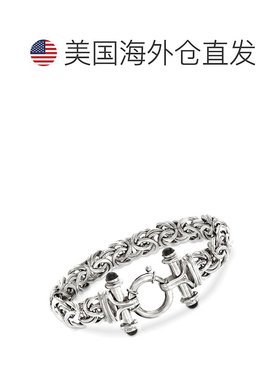 自营 Ross-Simons 纯银拜占庭手链配黑色缟玛瑙 - 7 英寸 美国奥