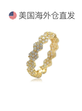 自营 Suzy Levian 金色纯银立方氧化锆花卉永恒戒指 - 黄色 美国