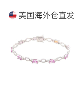 自营Suzy Levian Sterling Silver Emerald-Cut Pink Sapphire An