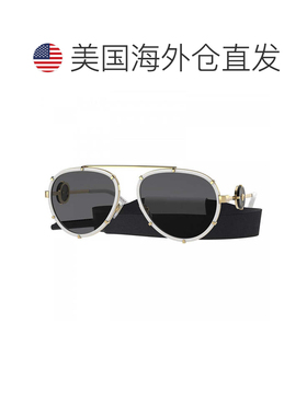 自营versace范思哲太阳镜飞行员全轮辋，白色/金色镜框和深灰色，