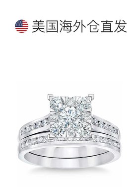 自营 pompeii32 克拉钻石公主方形切割框架订婚结婚戒指套装白金