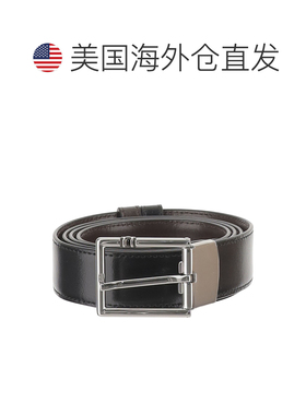 自营mont blanc双面皮革腰带，搭配矩形搭扣-灰色 美国奥莱直发