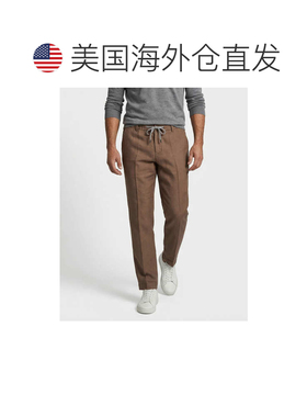 自营Peserico Linen Men's Pants - brown 美国奥莱直发
