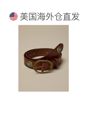 自营lucky brandLucky品牌西式绿松石装饰皮带-巧克力 美国奥莱