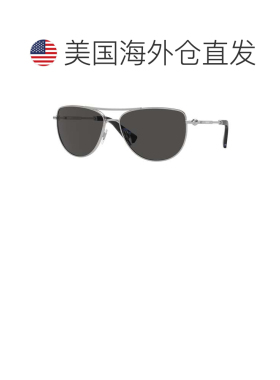 自营Burberry女士60毫米闪亮银色太阳镜-闪亮银色 美国奥莱直发