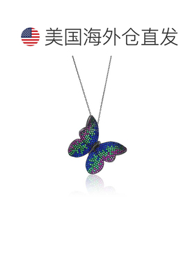 自营Suzy Levian Black Sterling Silver Multi Color Cubic Zirc