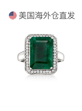自营ross-simons 罗斯-西蒙斯翡翠和 . 925 纯银钻石戒指 - 绿色