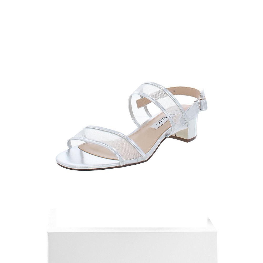 ninaWomens Mesh Slingback Heel Sandals - silver 【美国奥莱】 - 图3