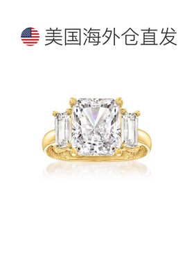 自营 14kt 黄金 Ross-Simons CZ 3 石戒指 - 白色 美国奥莱直发