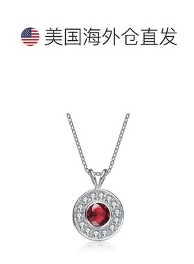 自营 genevive纯银红色立方氧化锆圆形项链 美国奥莱直发吊坠