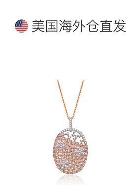 自营 geneviveGv C.z.纯银玫瑰镀金锤形椭圆形吊坠 - 粉红色 美国