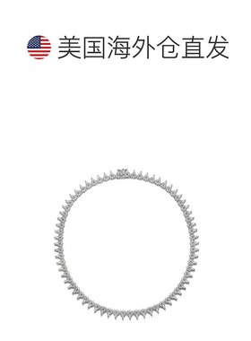 自营 GENEVIVE 纯银透明立方氧化锆簇状网球项链 - 银白色 美国奥